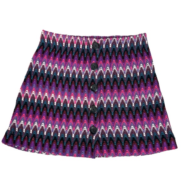 Free People Dresses & Skirts - Free People Retro 60s 70s Open Knit Crochet Chevron Micro Mini Skirt Medium